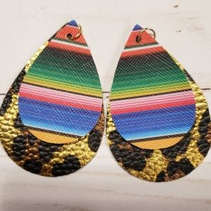 Serape and cheetah print teardrop earrings